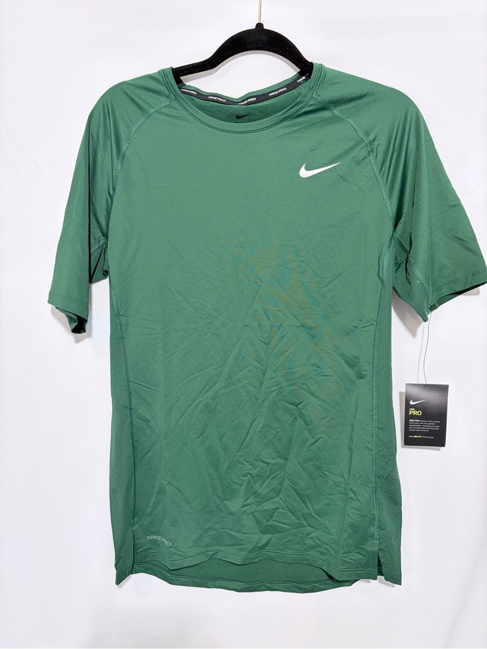NWT Mens Nike Pro Dri-Fit Short Sleeve Shirt Size L Green
